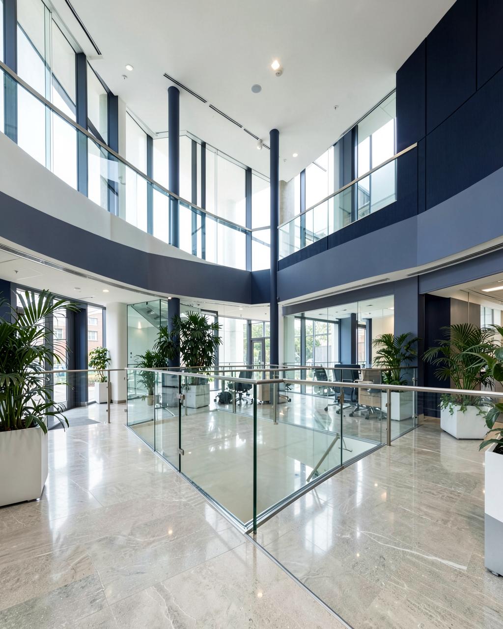Reception area of a modern managed commercial building